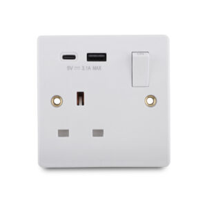 Tronic Multi-Functional USB Wall Socket with USB-C and USB-A Charging Ports