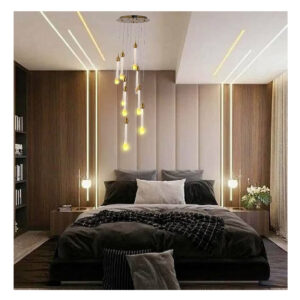 Tronic Luxury Multi-Drop LED Chandelier Gold Crystal Pendant