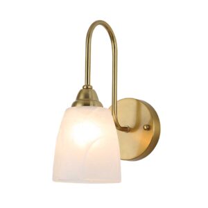 Tronic Modern Frosted Glass Wall Light with Brass Arm