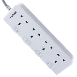 Tronic 4-Way Extension Socket with Individual Switches – 10A, 2500W