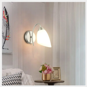 Tronic Modern Wall Light Fixture with Frosted Glass Shade Silver Metal Finish