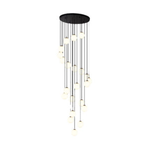 Tronic 20-Globe Spiral Pendant Chandelier with Matte Black Finish