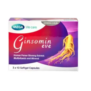 Mega We Care Mega Ginsomin Eve Energy Boosting Supplement – Supports Vitality, Increased Energy, and Overall Wellness with Ginseng Extract, 30 Tablets,  26305