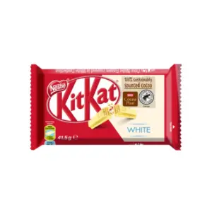 Nestle Nestlé KitKat 4, Finger White Chocolate Wafer, Bar 41.5g, Crispy Wafer Coated in Smooth White Chocolate NKKW4F