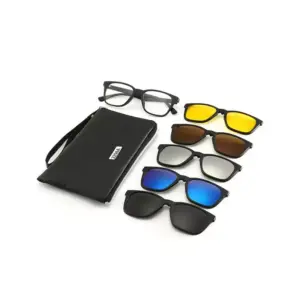 Faith Magnetic Lens Swappable Sunglasses 5in1 Polarized Clip on Sunglasses Eyeglass Frames