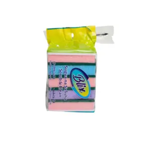 Sterling Blix Scrub & Clean Sponge 2-in-1 Heavy-Duty Cleaning for Kitchen & Home Use (Pack of 5)
