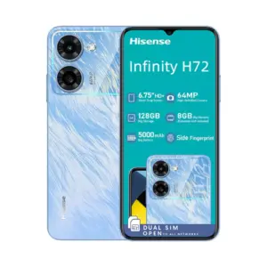 Hisense H72 Smartphone 4GB RAM, 128GB ROM, 64MP Camera, 6.75" Display, Side Fingerprint, 5000mAh Battery, Android 14 Blue