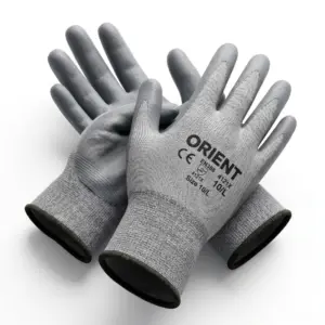 Orient Electric Orient Nitrile Safety Gloves 10inch Grey with White Polyester Coating ELD42 (Pack of 12)