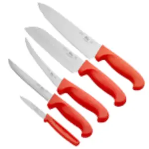 Naim Handmade Kitchen Knife Set Ergonomic Red Handle Durable High-Carbon Steel Razor-Sharp Blades NM-2215