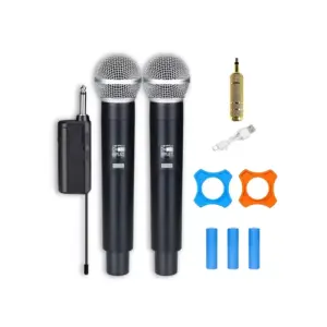 Faith Professional Universal Dual Wireless Microphone Handheld, UHF Rechargeable Receiver for Wedding, Party, Speech, Church, Club, Show, Meeting W58