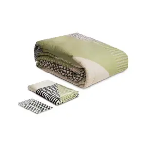 TanFoam Comforter Larrson Geometric Design, 1pc Duvet, 1pc Bedsheet & 2pc Standard Pillow Cases Green