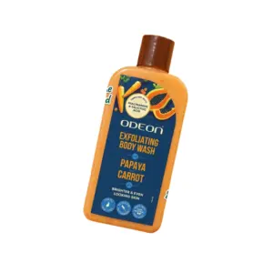 Odeon Papaya & Carrot Exfoliating Body Wash Gentle Exfoliating Cleanser for Dull & Uneven Skin, Helps Remove Dead Skin Cells, Brightens & Smooths Skin, Suitable for Daily Use 750ml