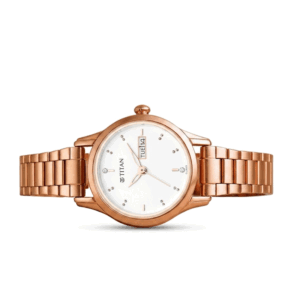 Titan Watch Analog Watch White Dial Rose Gold Stainless Steel Bracelet Day-Date Display NS6221WM01