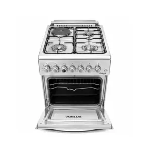 Airlux Freestanding 3 Gas & 1 Electric Cooker/Oven 50x60cm, Silver ALX3156SL