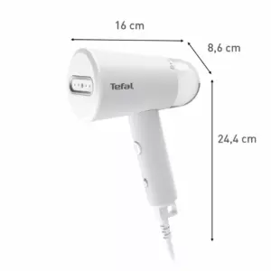 Tefal Appliances Tefal Garment Steamer 70ml Tank Hand Held Origin Travel 1200w DT1020G0 - Steam Output 20G Per Min Removable Water Tank Plastic Steam Head