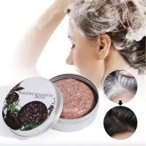Faith Shouwu Herbal Hair Darkening Shampoo Soap Bar For Gray Hair Restoration, Hair Nourishment, Scalp Care, Hair Strengthening And Natural Hair Color Enhancement 60g