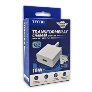 Tecno Fast Charger, USB Charging Adapter & Cable, High-Speed Charging Solution U180TKA+C11