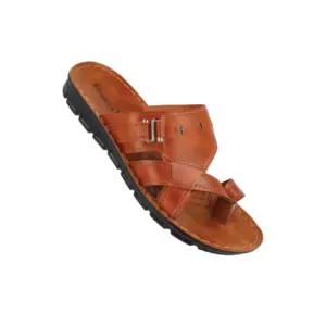 Walkaroo Men's Sandal Outdoor, Tan, 41X45, Faux Leather Upper, Water Resistant, Adjustable Strap, Lightweight Casual Wear WG5507TN