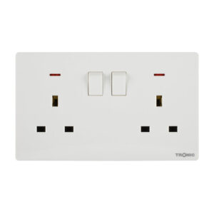 Tronic Glossy White - Twin Switch Socket with Neon