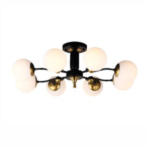Africab Chandelier Iron+Glass black+gold color E27*8 close glass