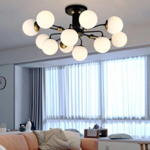 Africab Chandelier Iron+Glass black+gold color E27*15 close glass