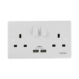 Tronic Twin Switch Socket with 2 USB