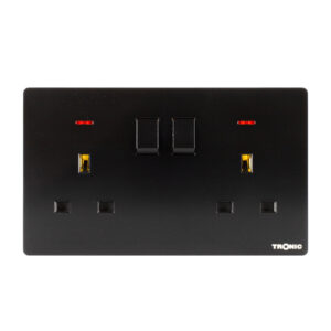 Tronic Black - Twin Switch Socket with Neon