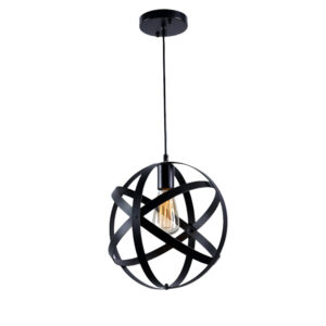 Tronic Matte Black Orb Pendant with Exposed Filament Holder