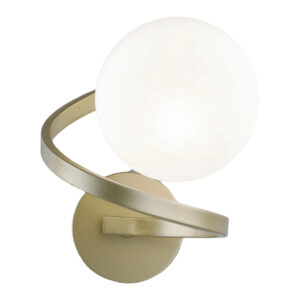 Tronic Modern Wall Light – Frosted Globe with Golden Ring Accent