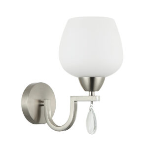 Tronic Elegant Silver Wall Lamp with Frosted Glass Shade