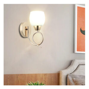 Tronic Modern Golden Wall Light With Frosted Glass Shade