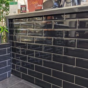 CTM Bevelled Black Shiny Ceramic Wall Tile - 100 x 300mm