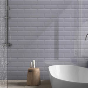 CTM Bevelled Grey Shiny Ceramic Wall Tile - 100 x 300mm