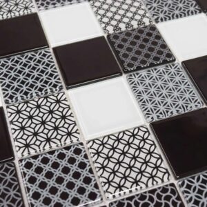 CTM Crossline White Glass Mosaic - 300 x 300mm